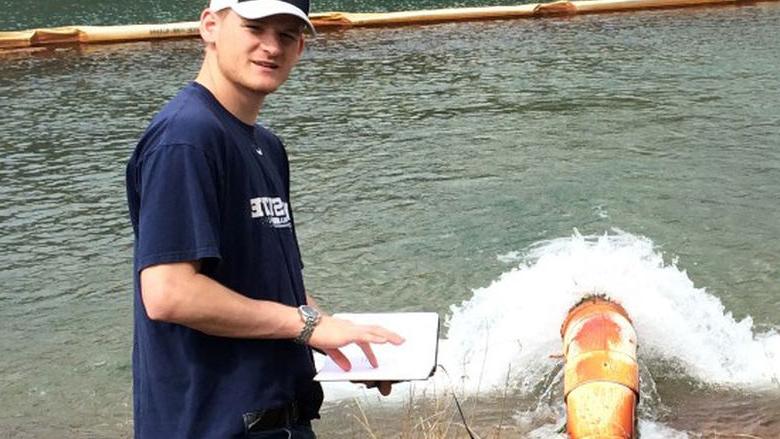 Student testing water