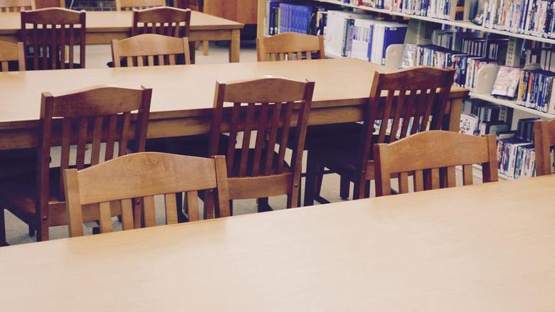 Library chairs and tables in the Penn State New Kensington library